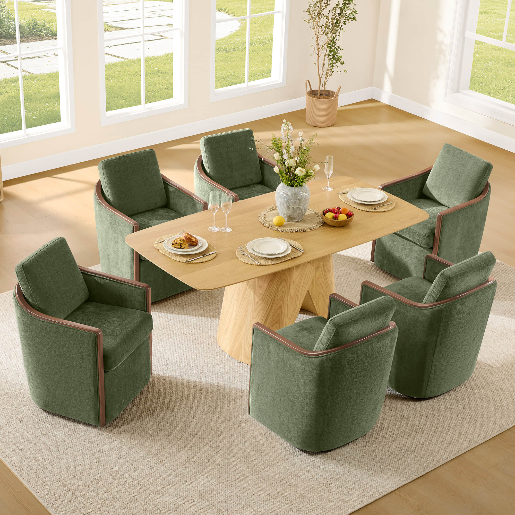 Talia Performance Boucle Rolling Dining Chair (Set of 2) - Image 9