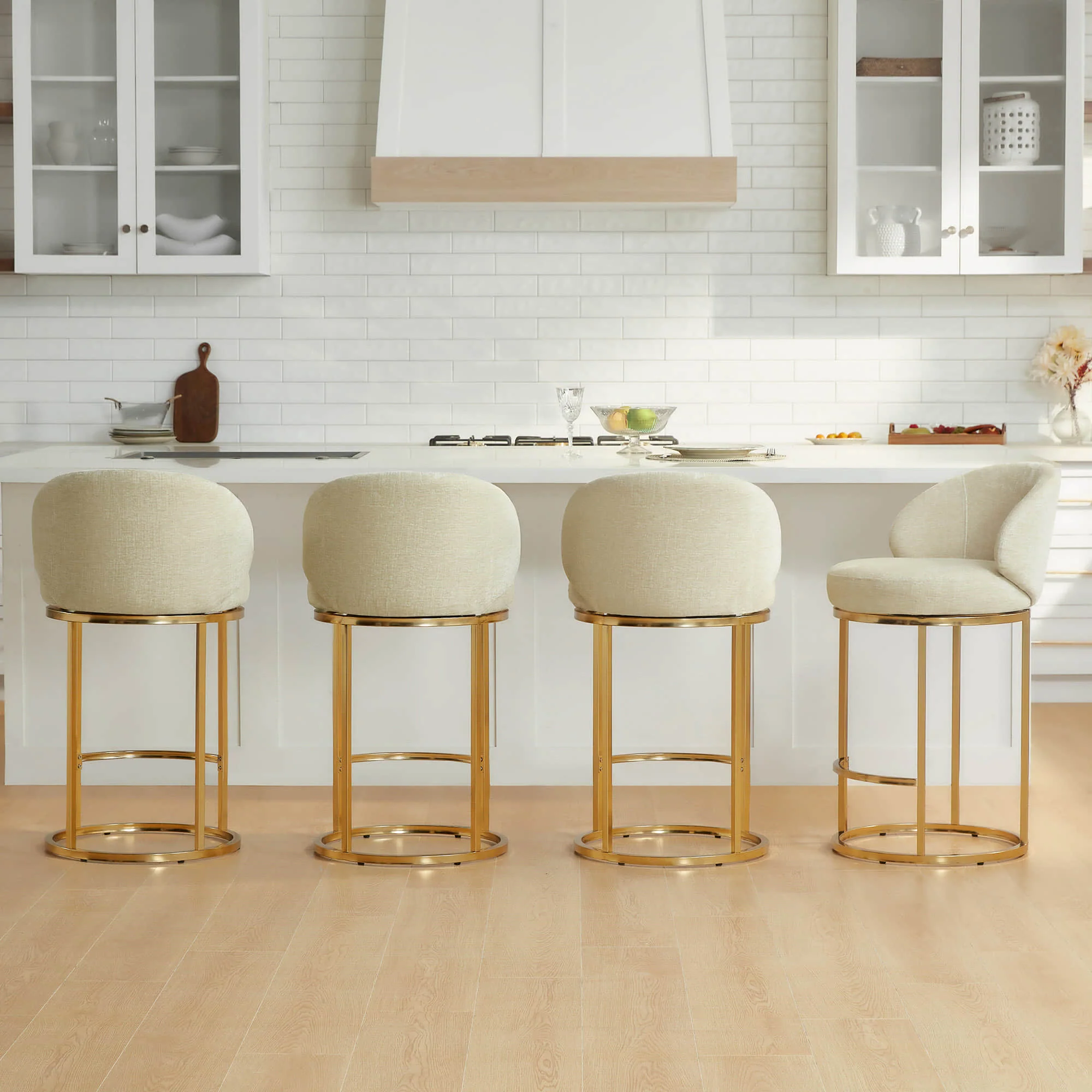 Tanya Modern Chenille Swivel Counter Stool (Set of 2) - Image 56