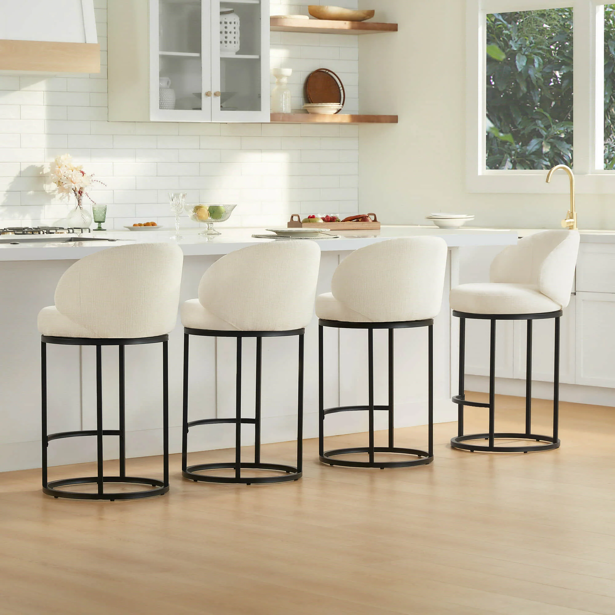 Tanya Modern Chenille Swivel Counter Stool (Set of 2) - Image 58