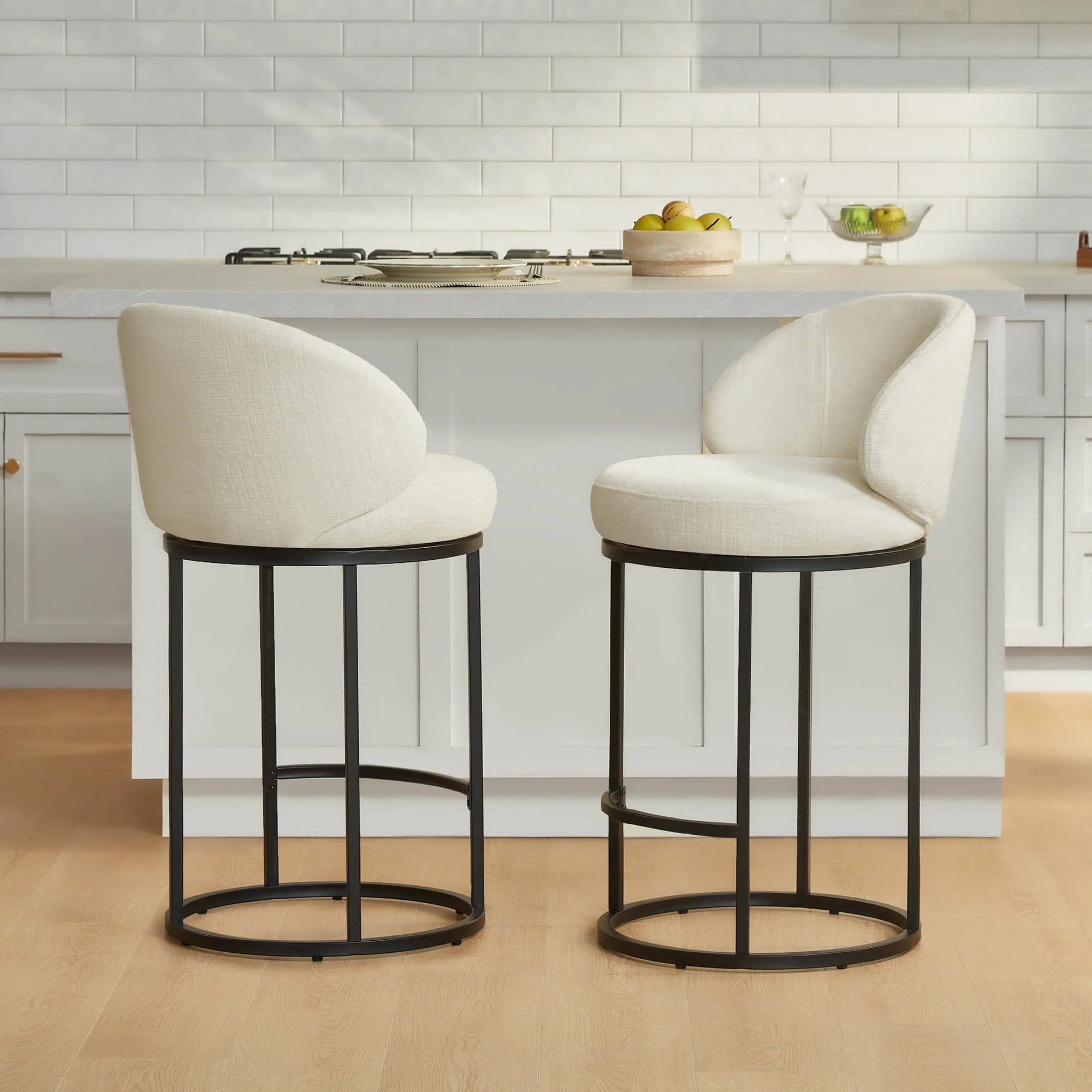 Tanya Modern Chenille Swivel Counter Stool (Set of 2) - Image 62