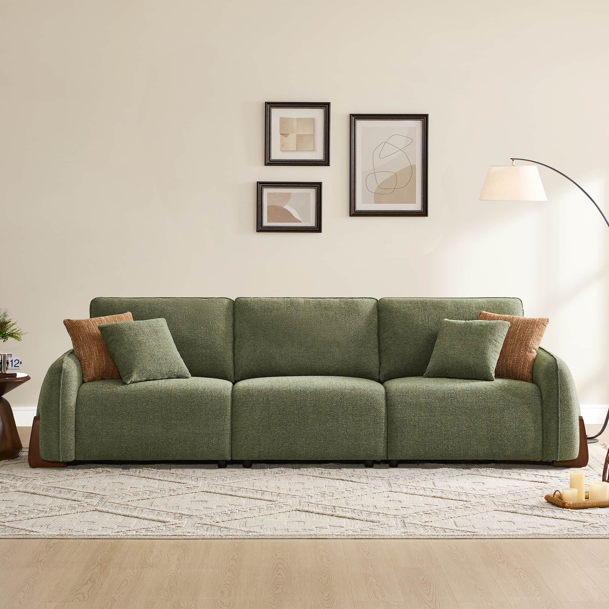 Teleri 3-seat Modular Curved Sofa with Wood Leg - Image 3