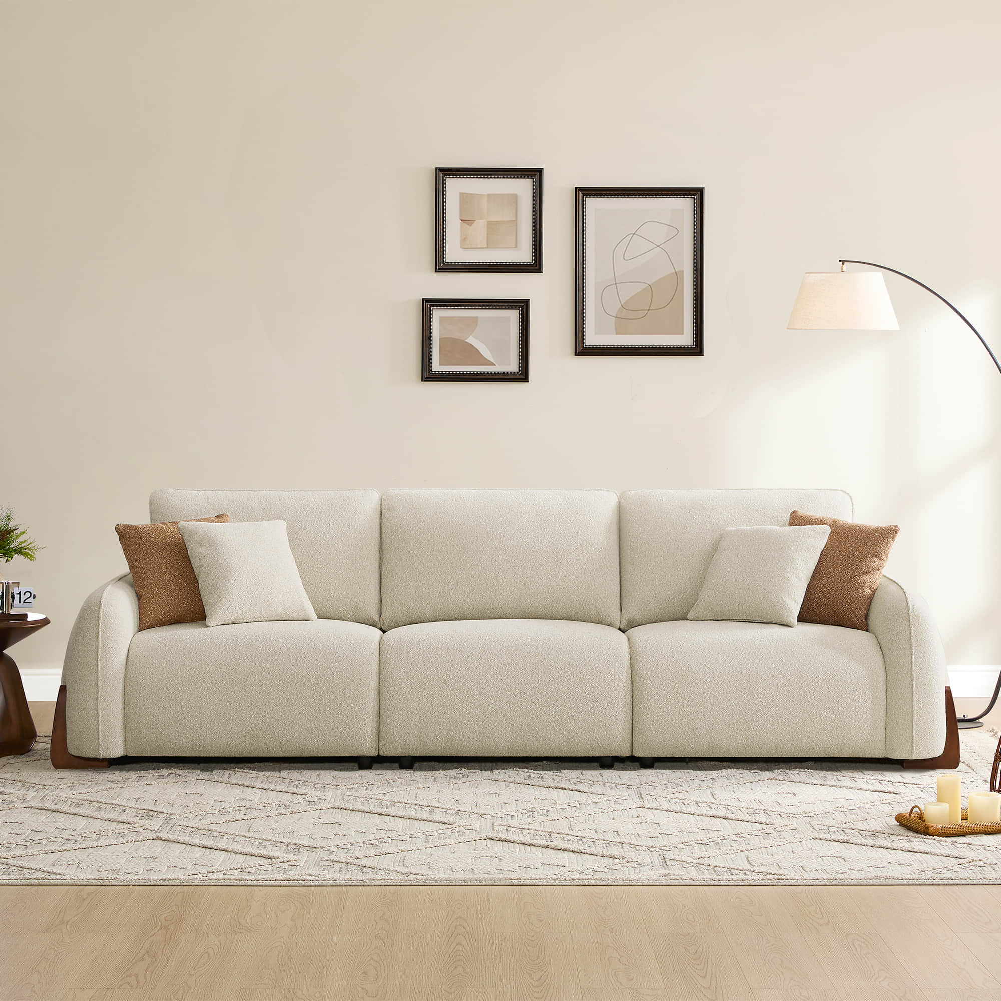 Teleri 3-seat Modular Curved Sofa with Wood Leg - Image 4