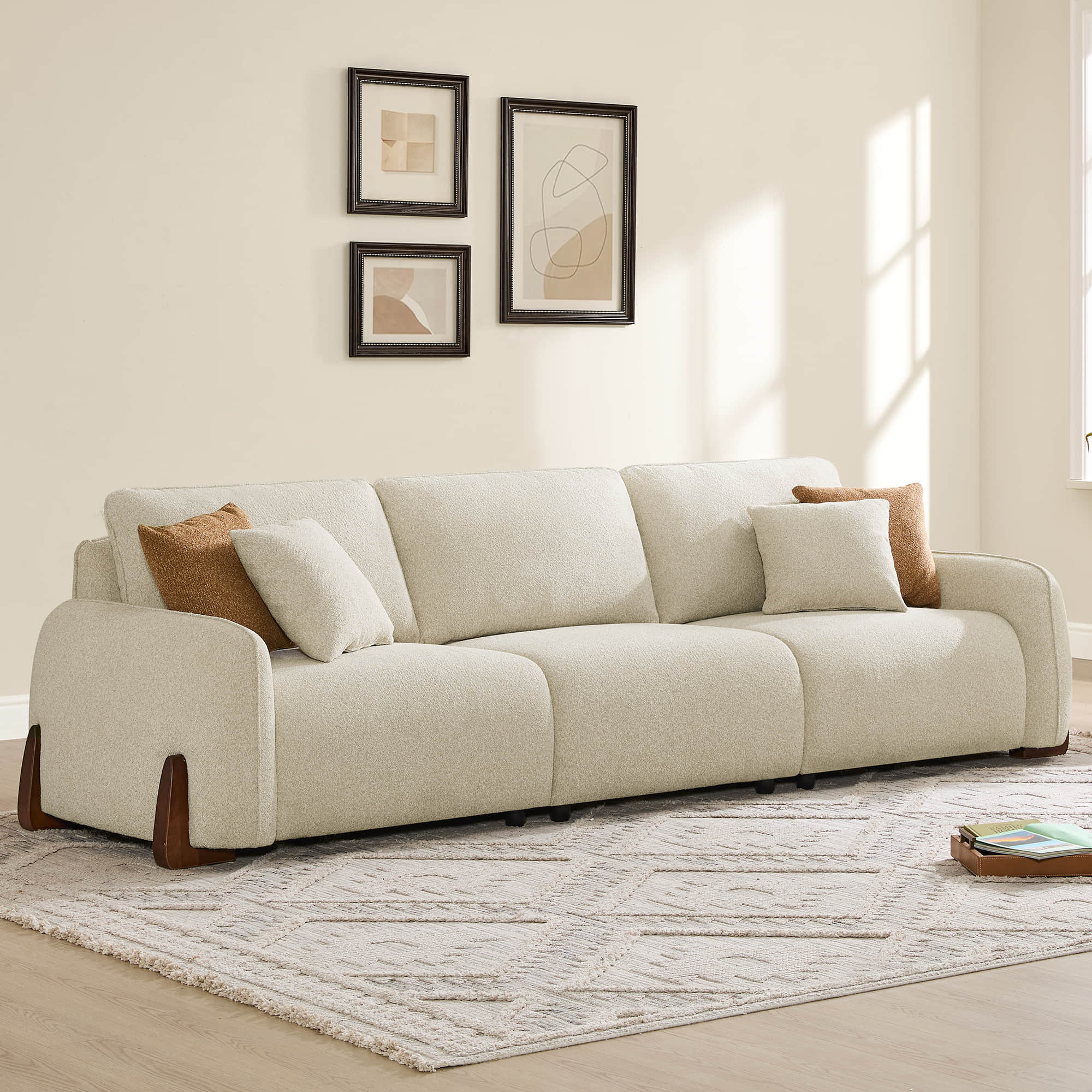 Teleri 3-seat Modular Curved Sofa with Wood Leg - Image 5