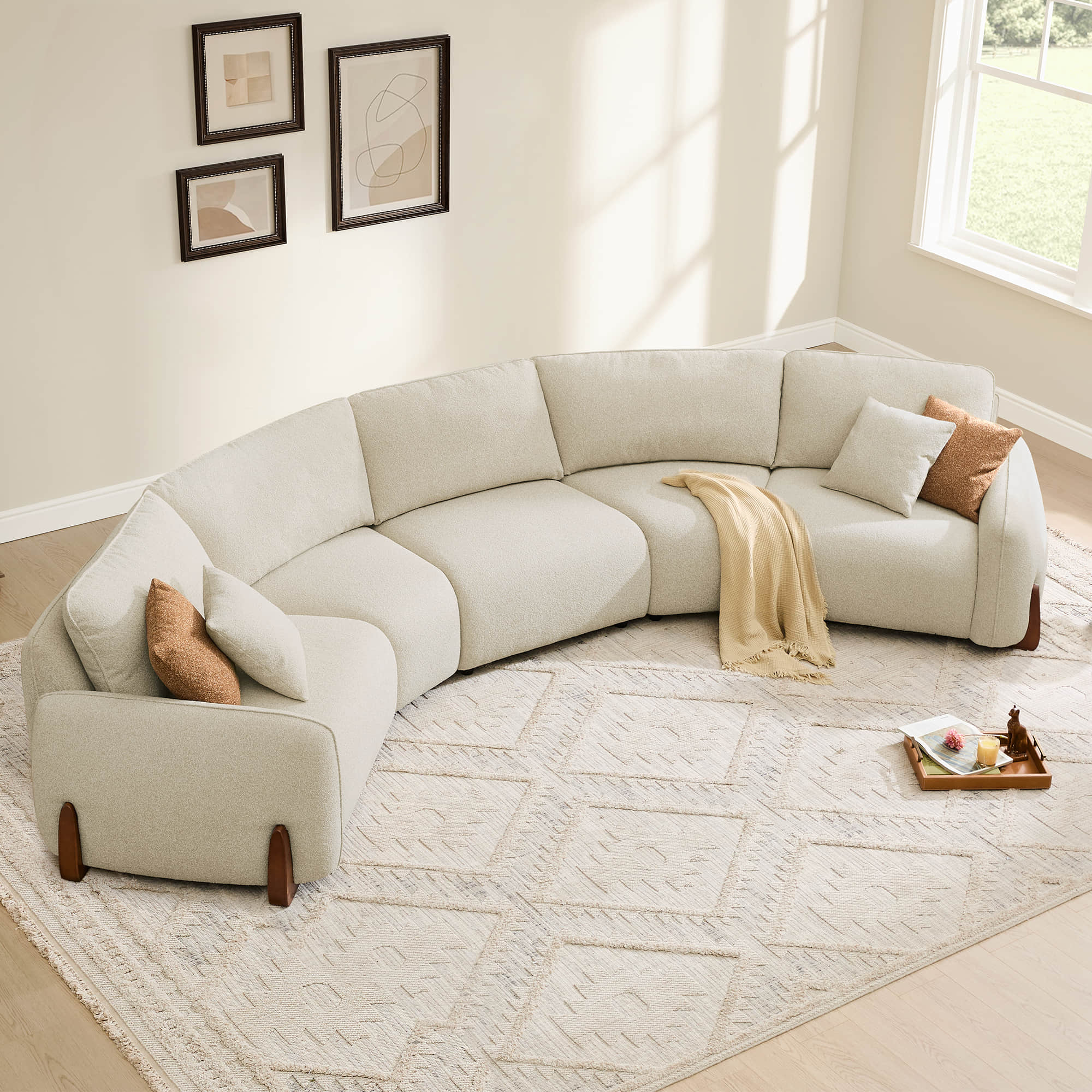 Teleri 5-seat Modular Curved Sofa with Wood Leg - Image 11