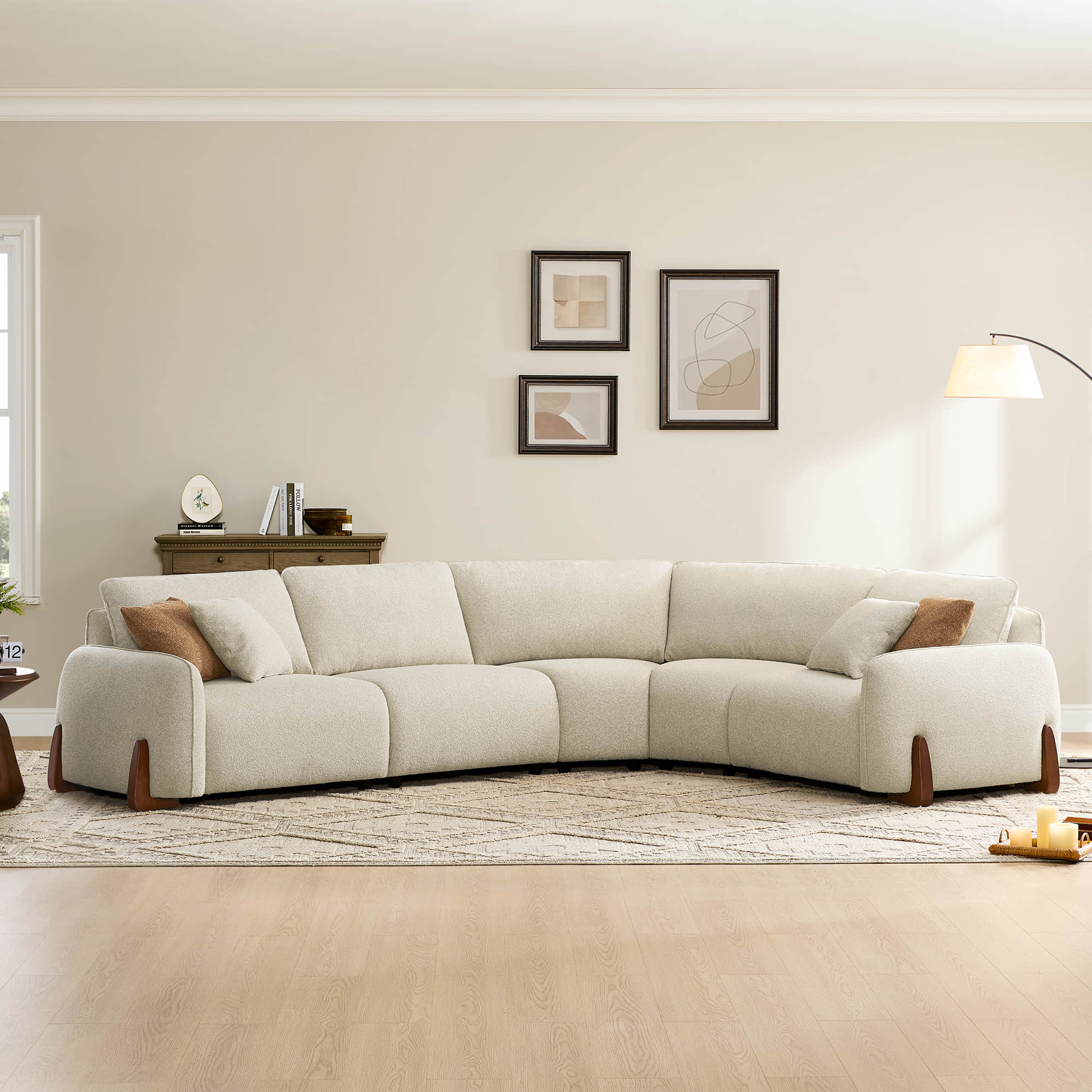 Teleri 5-seat Modular Curved Sofa with Wood Leg - Image 12