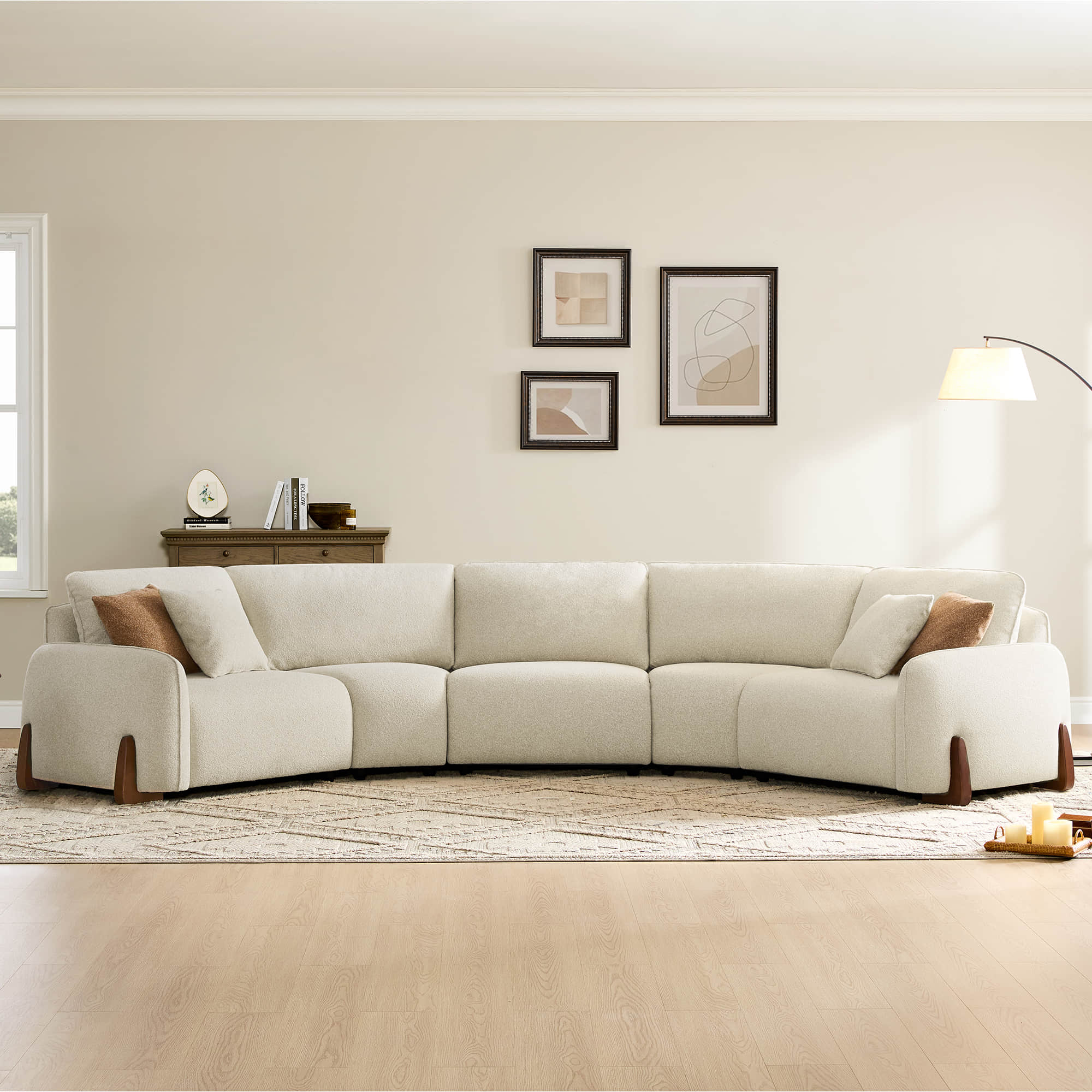 Teleri 5-seat Modular Curved Sofa with Wood Leg - Image 13