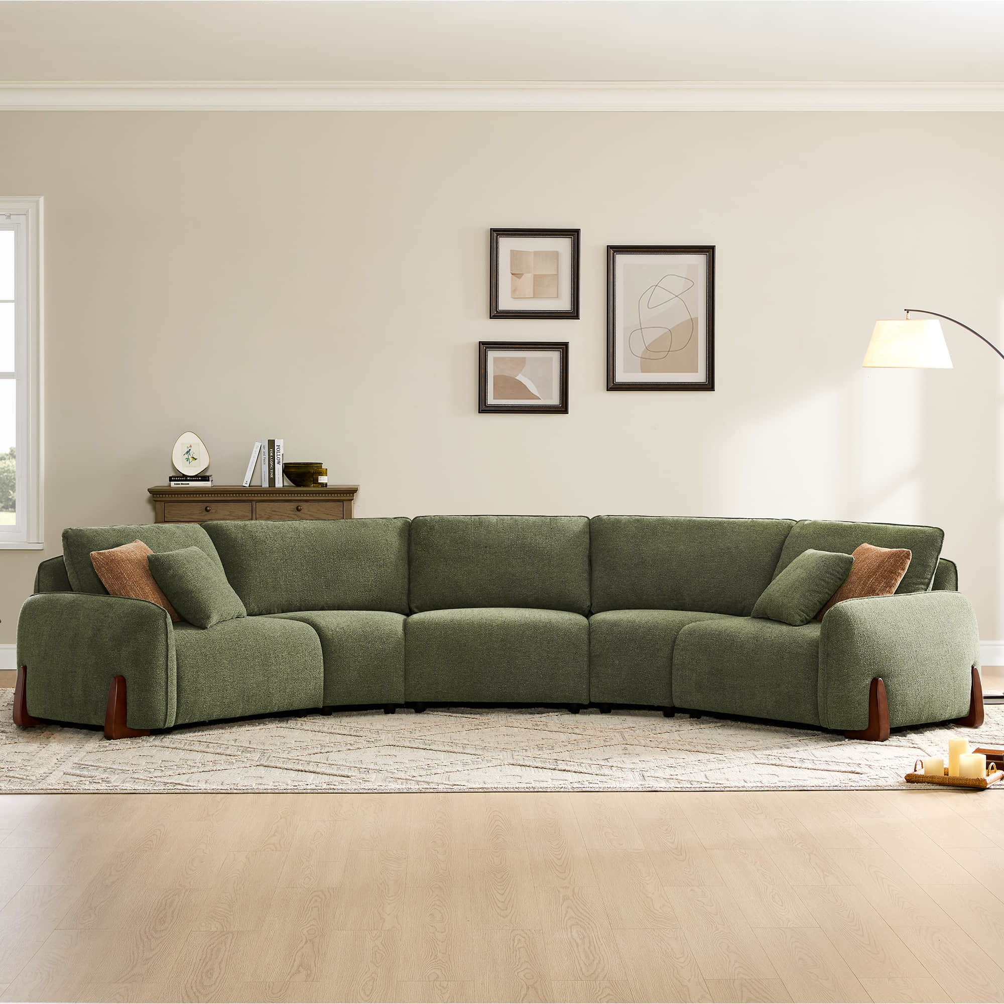 Teleri 5-seat Modular Curved Sofa with Wood Leg - Image 6