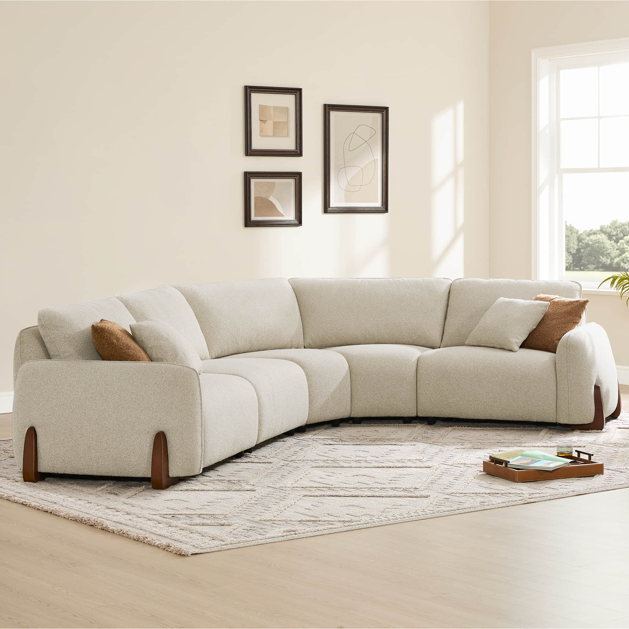 Teleri 5-seat Modular Curved Sofa with Wood Leg - Image 9