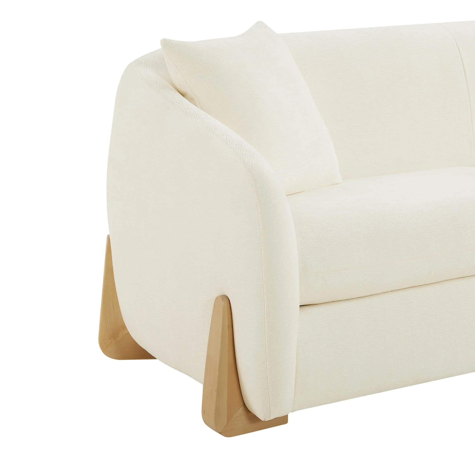 Teleri Modern Curved Chenille Sofa with Solid Birch Wood Legs - Image 16