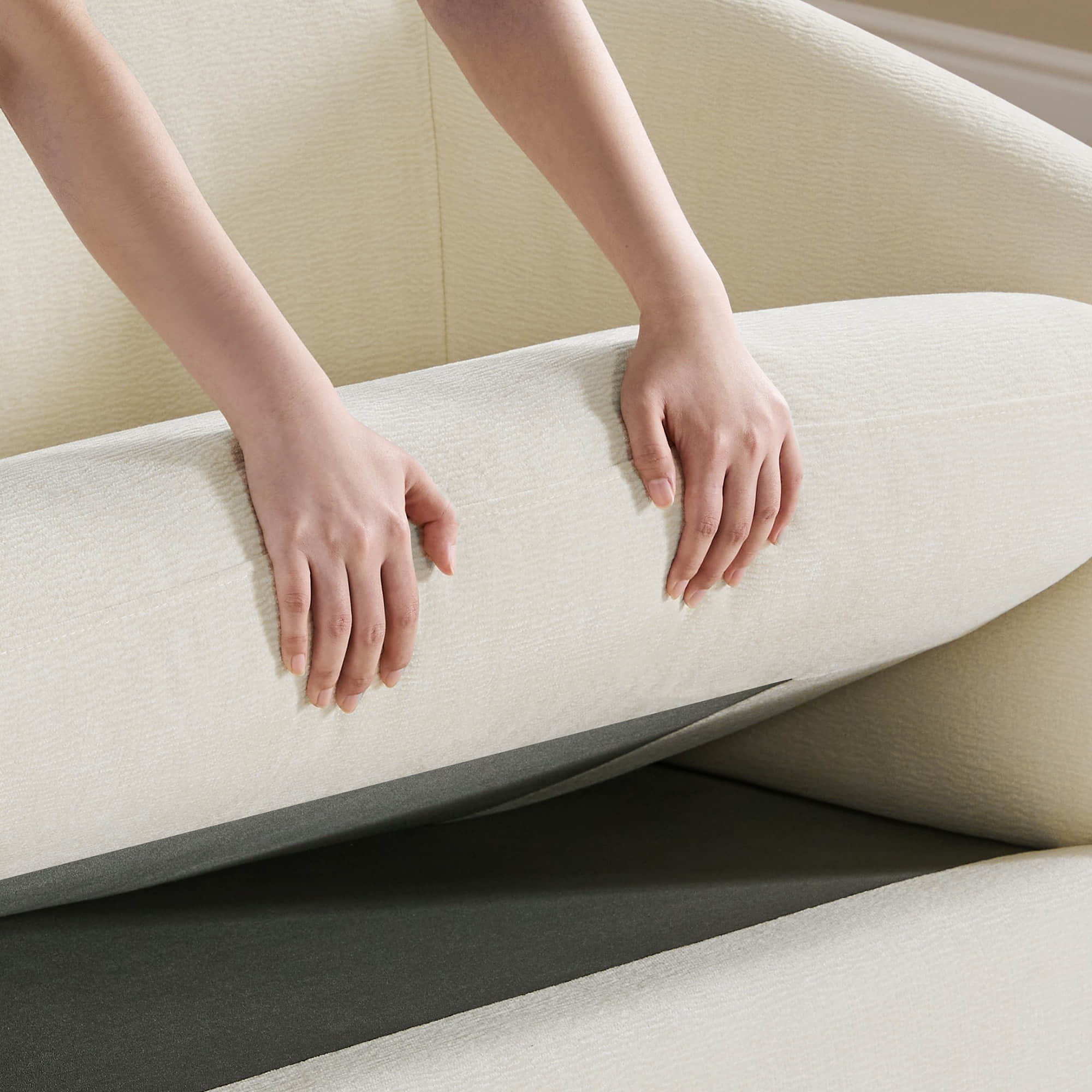 Teleri Modern Curved Chenille Sofa with Solid Birch Wood Legs - Image 8