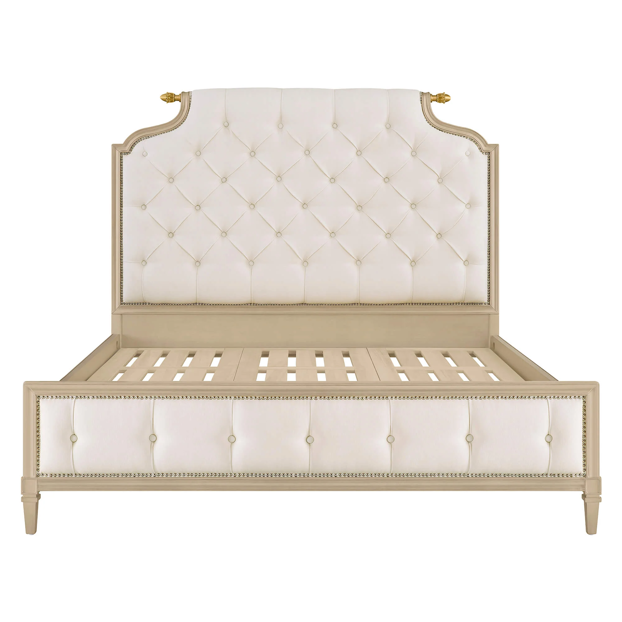 Teresa Classic Birchwood Tufted Upholstered Platform Bed - King Size - Image 3