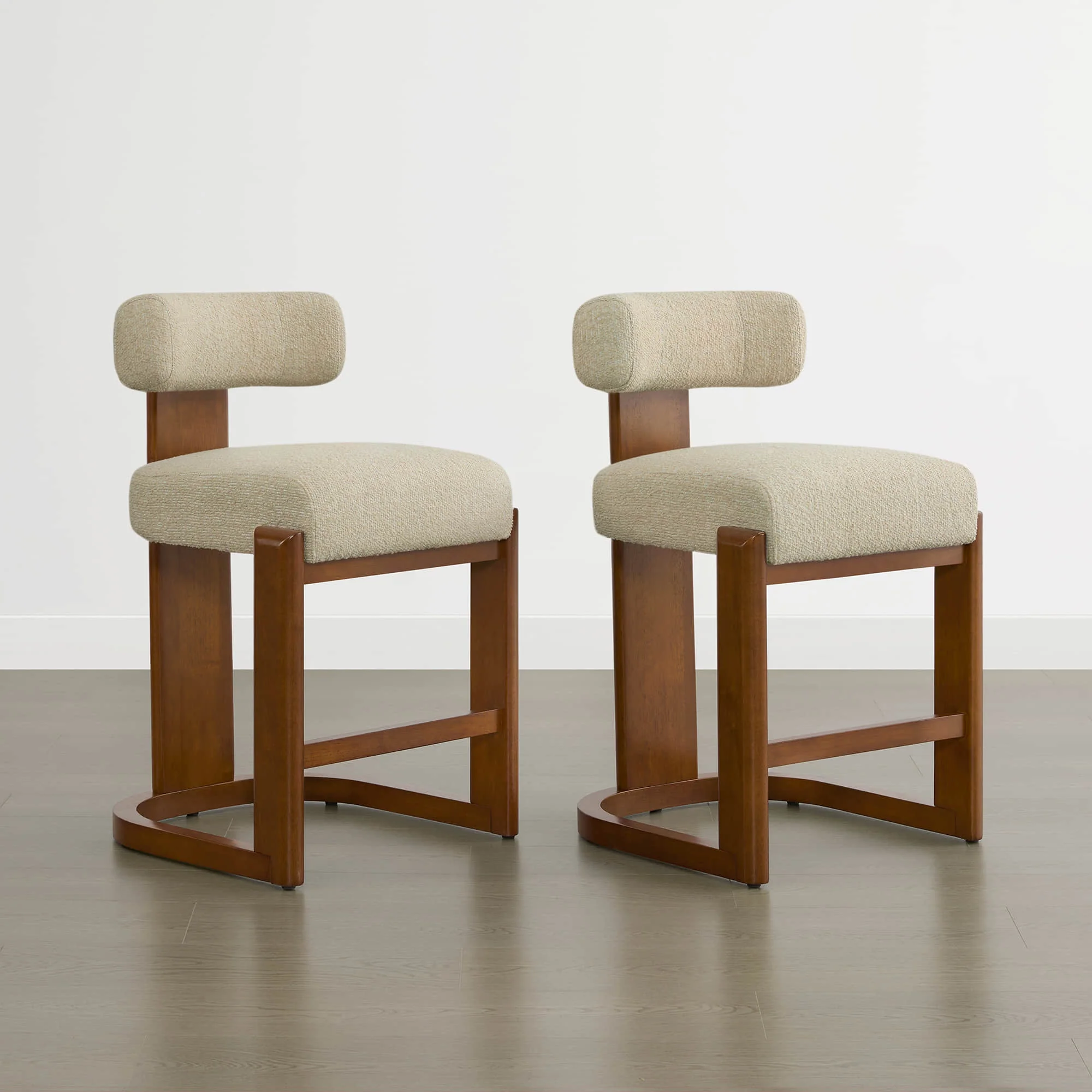 Troy Boucle Counter Stools With Solid Wood - Image 3