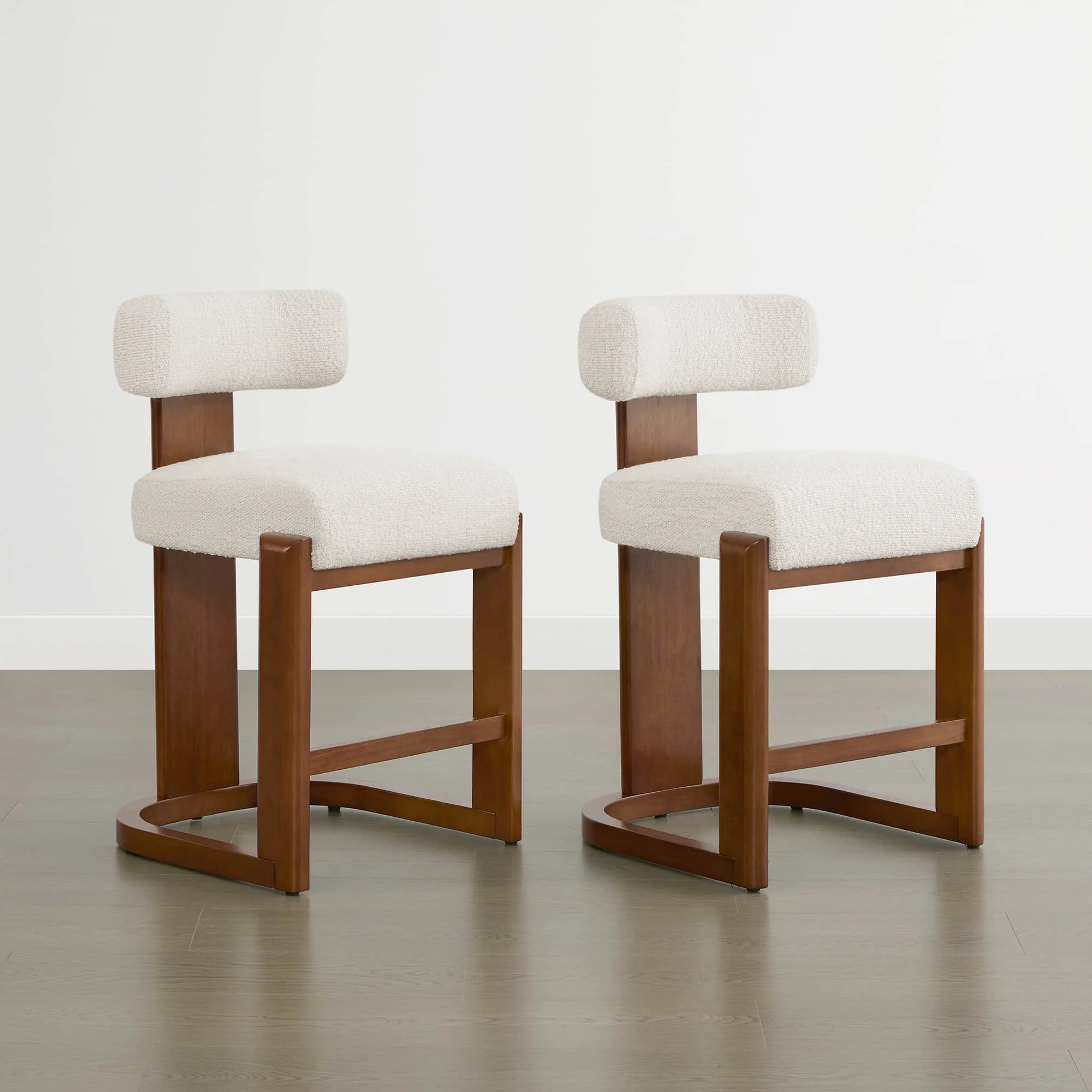 Troy Boucle Counter Stools With Solid Wood - Image 8
