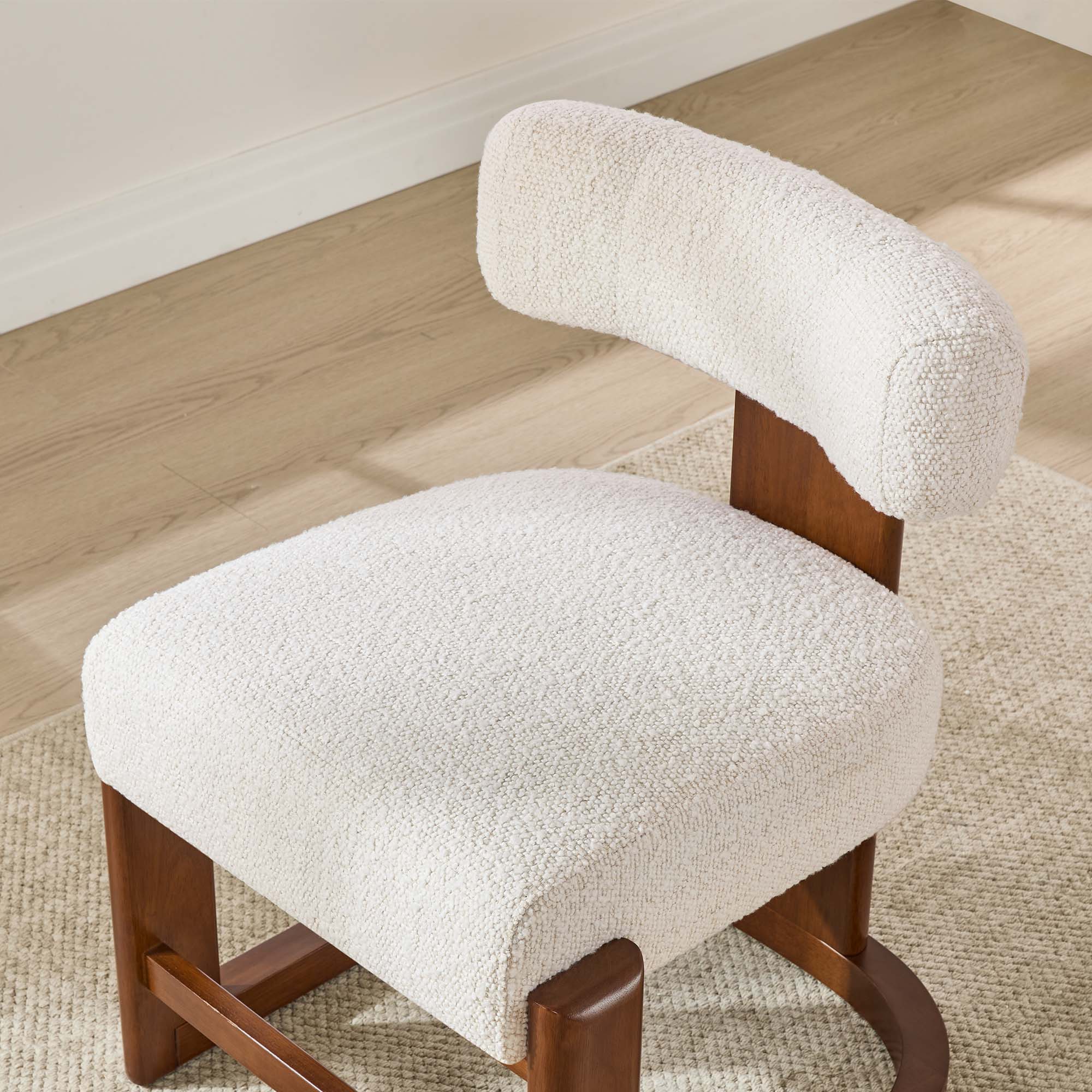 Troy Boucle Dining Chair With Solid Wood - Image 25
