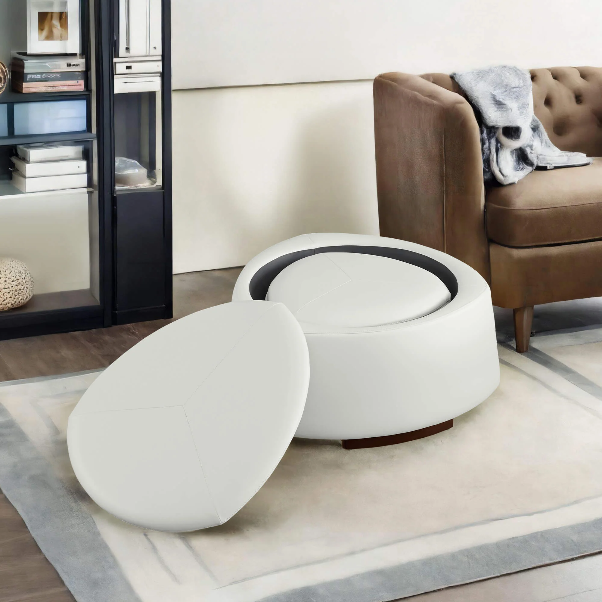 Twin Stone-shaped Storage Modern Ottoman - Image 3