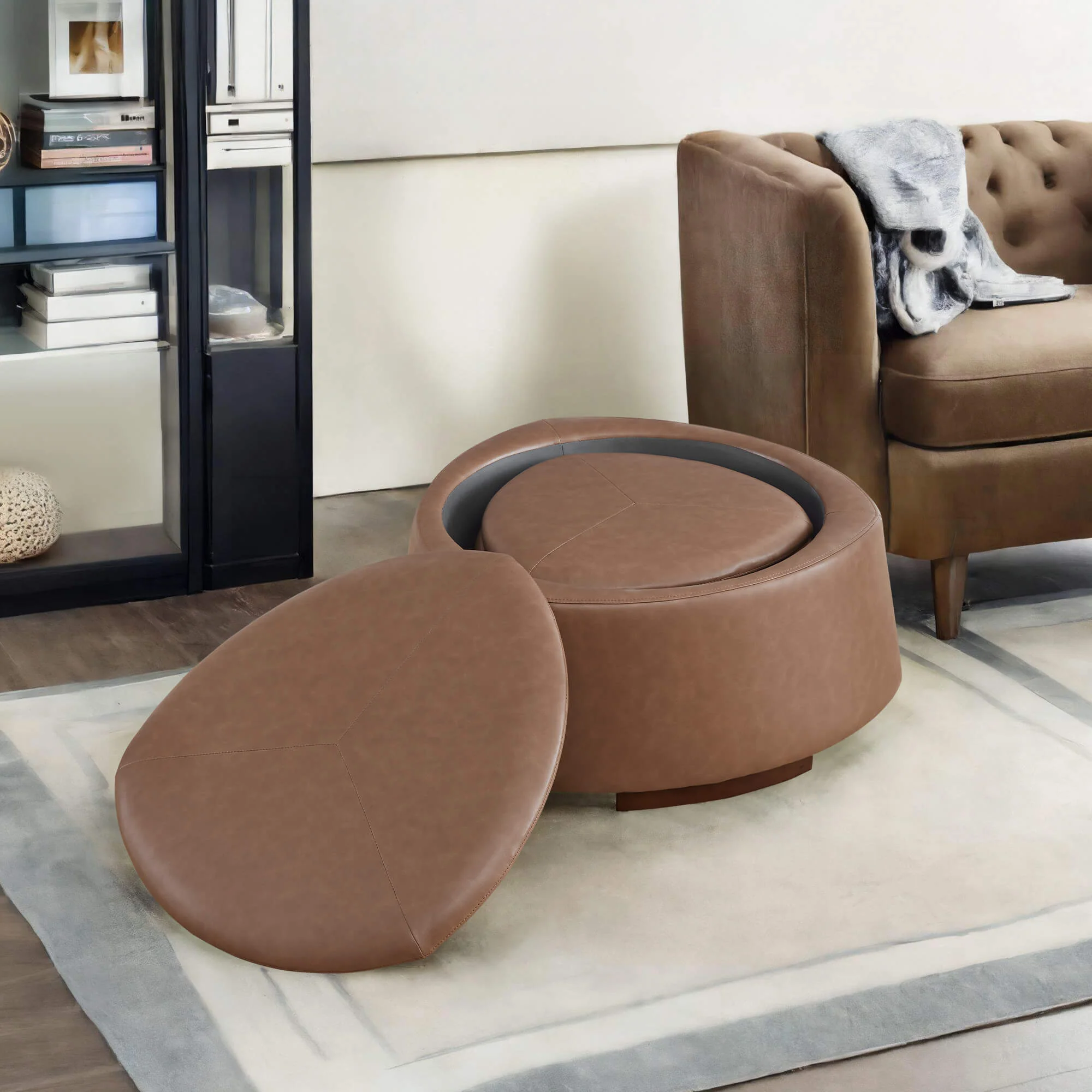 Twin Stone-shaped Storage Modern Ottoman - Image 6