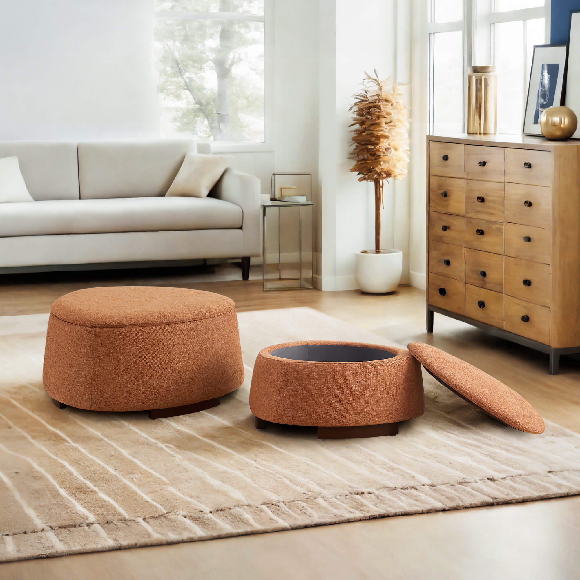 Twin Stone-shaped Storage Modern Ottoman - Image 8