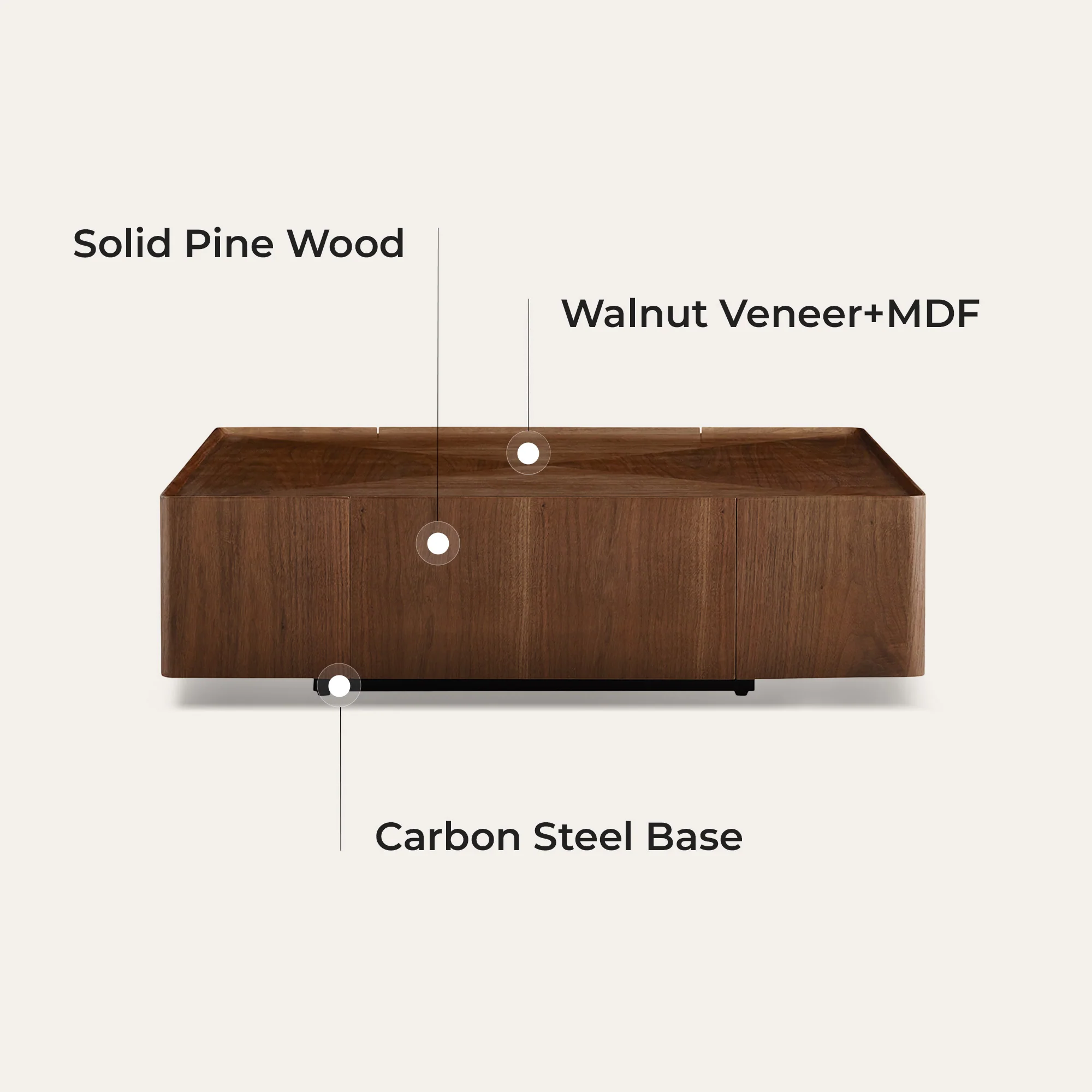 Vanessa Cube Solid Wood Storage Coffee Table with Two Drawers - Image 17