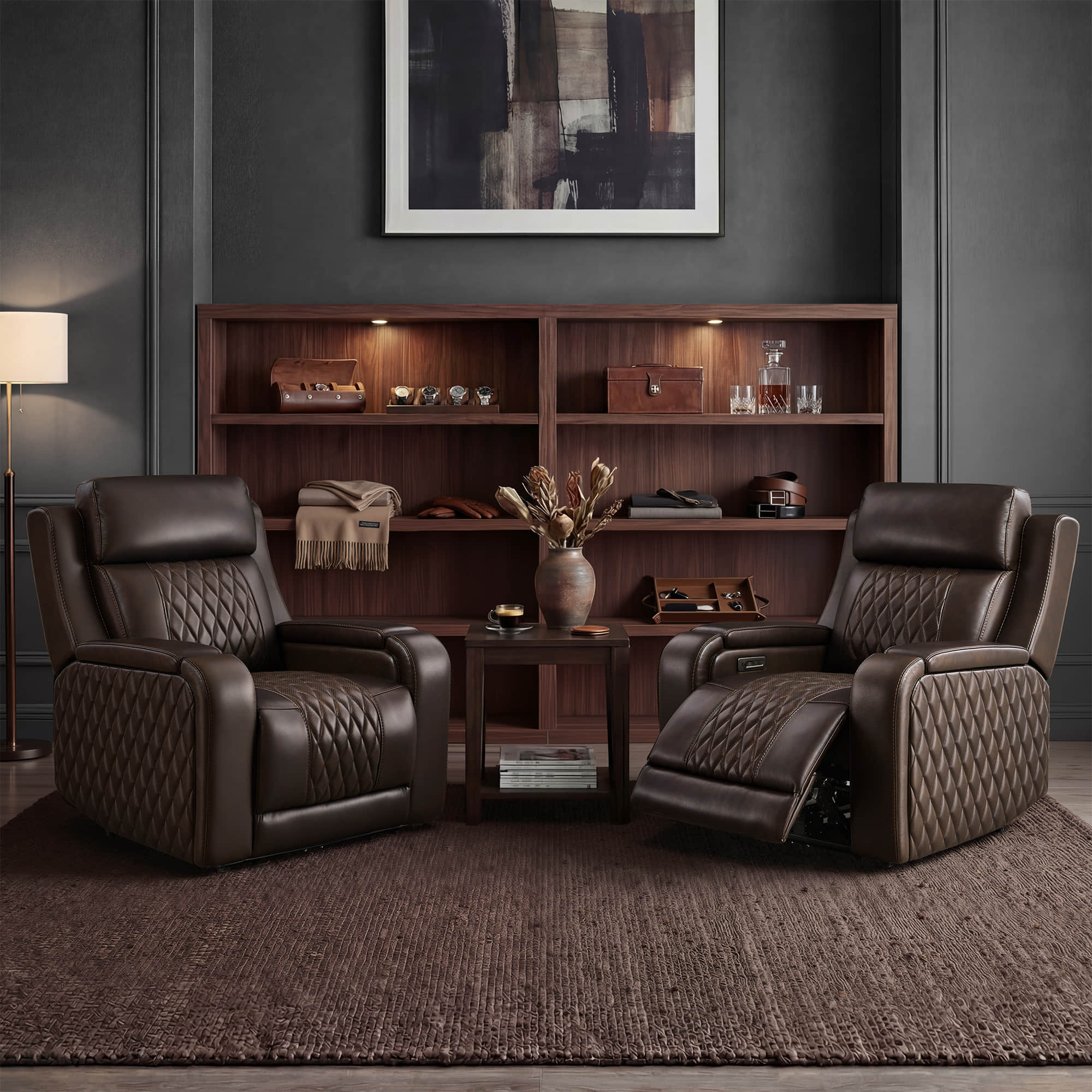 Victor Genuine Leather Power Recliner with Heat & Cooling - Image 42