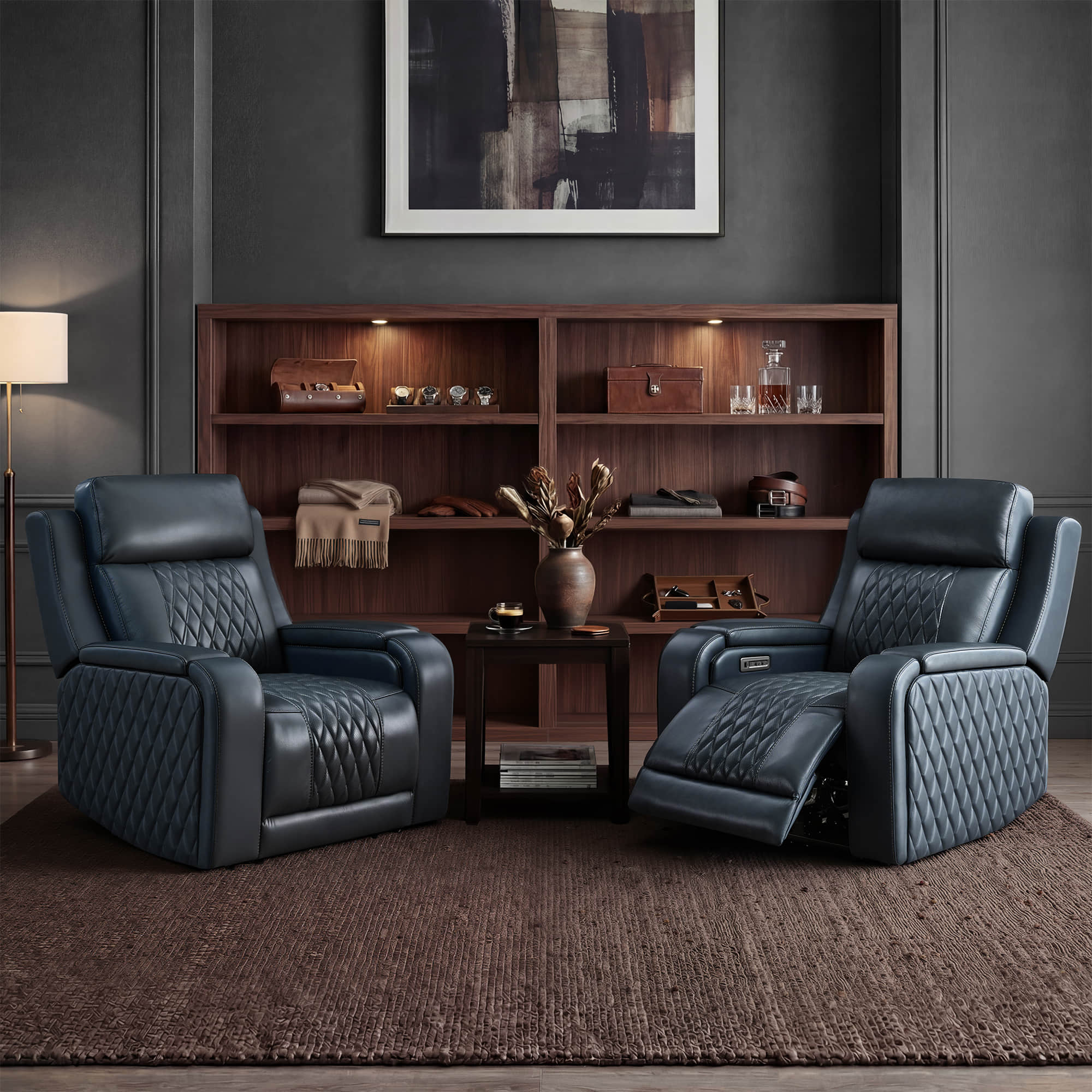 Victor Genuine Leather Power Recliner with Heat & Cooling - Image 50