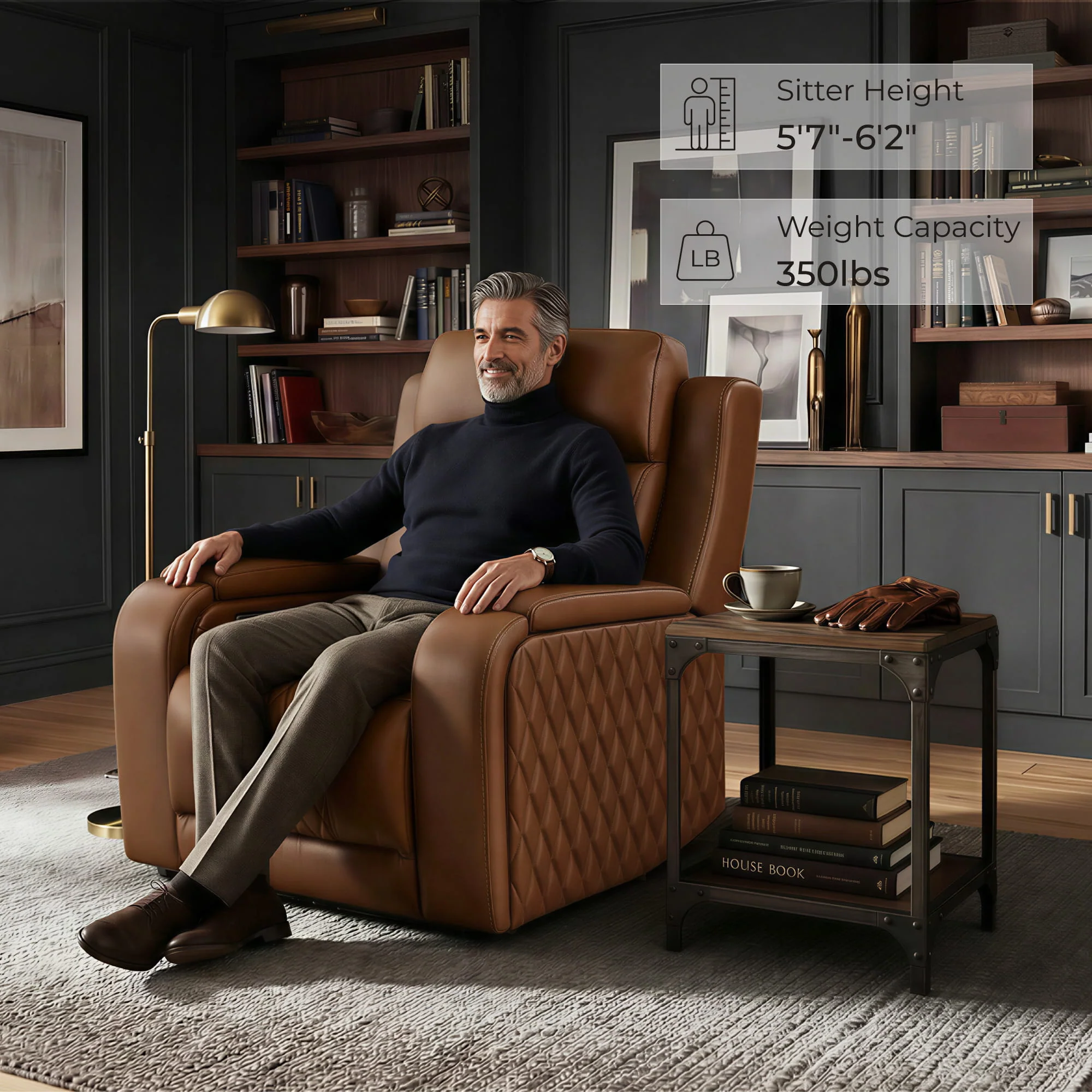 Victor Genuine Leather Power Recliner with Heat & Cooling - Image 55