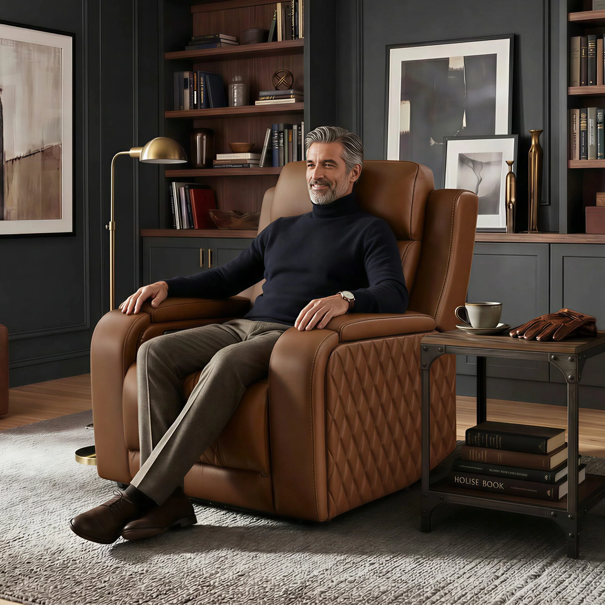 Victor Genuine Leather Power Recliner with Heat & Cooling - Image 56