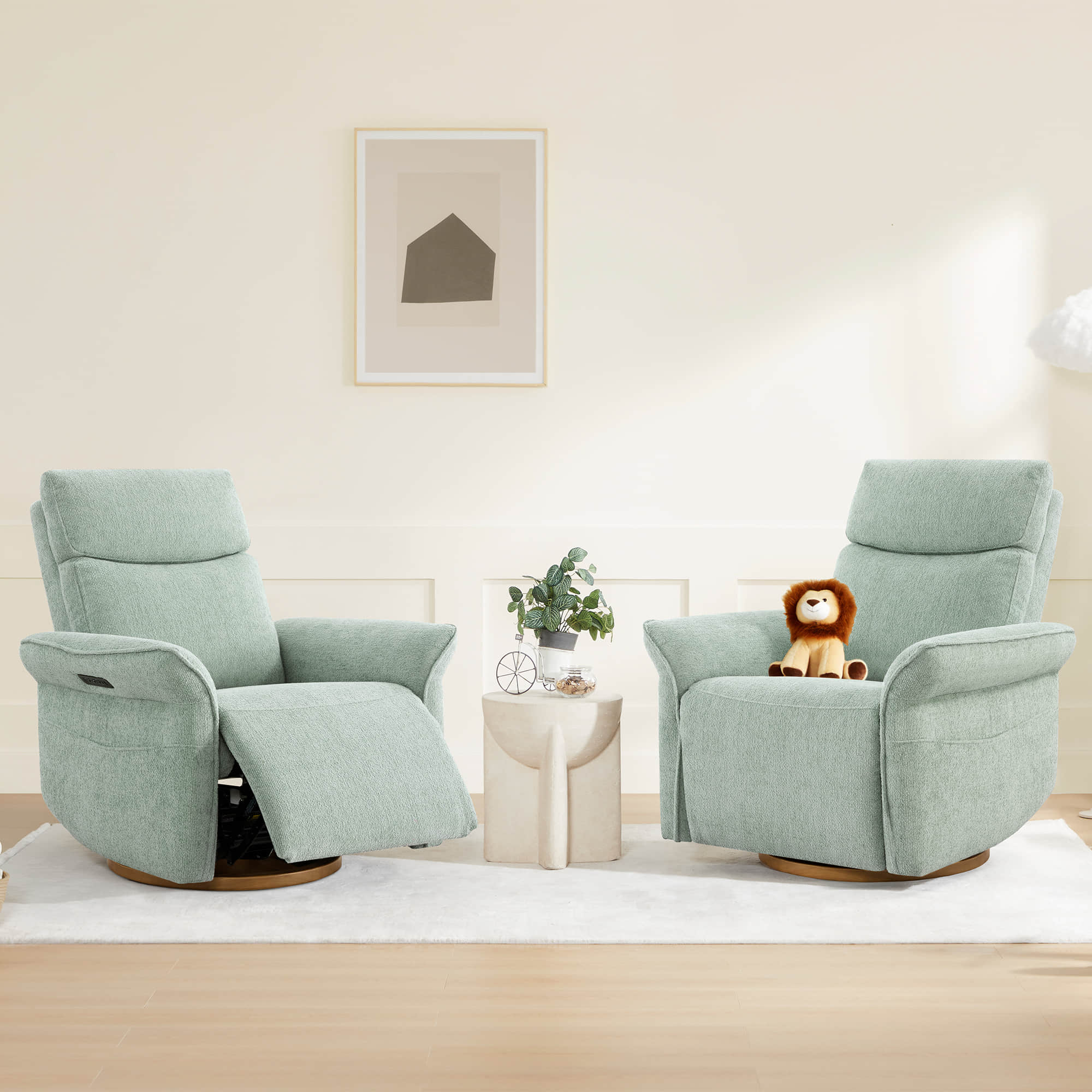 Vinca Modern Power Swivel Glider Recliner with Power Lumbar & Headrest - Image 100