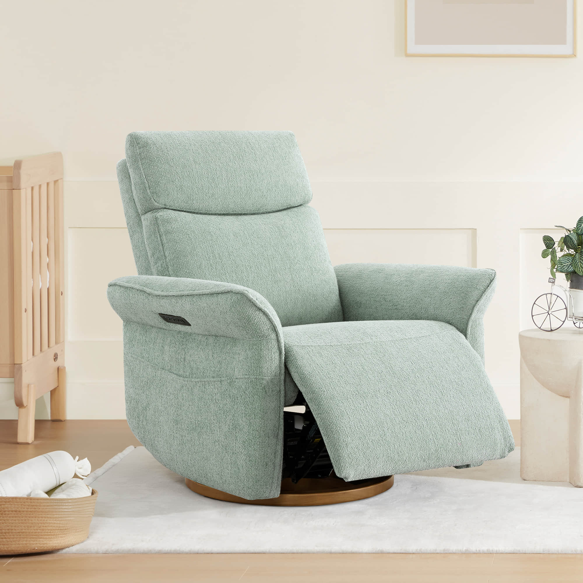 Vinca Modern Power Swivel Glider Recliner with Power Lumbar & Headrest - Image 102