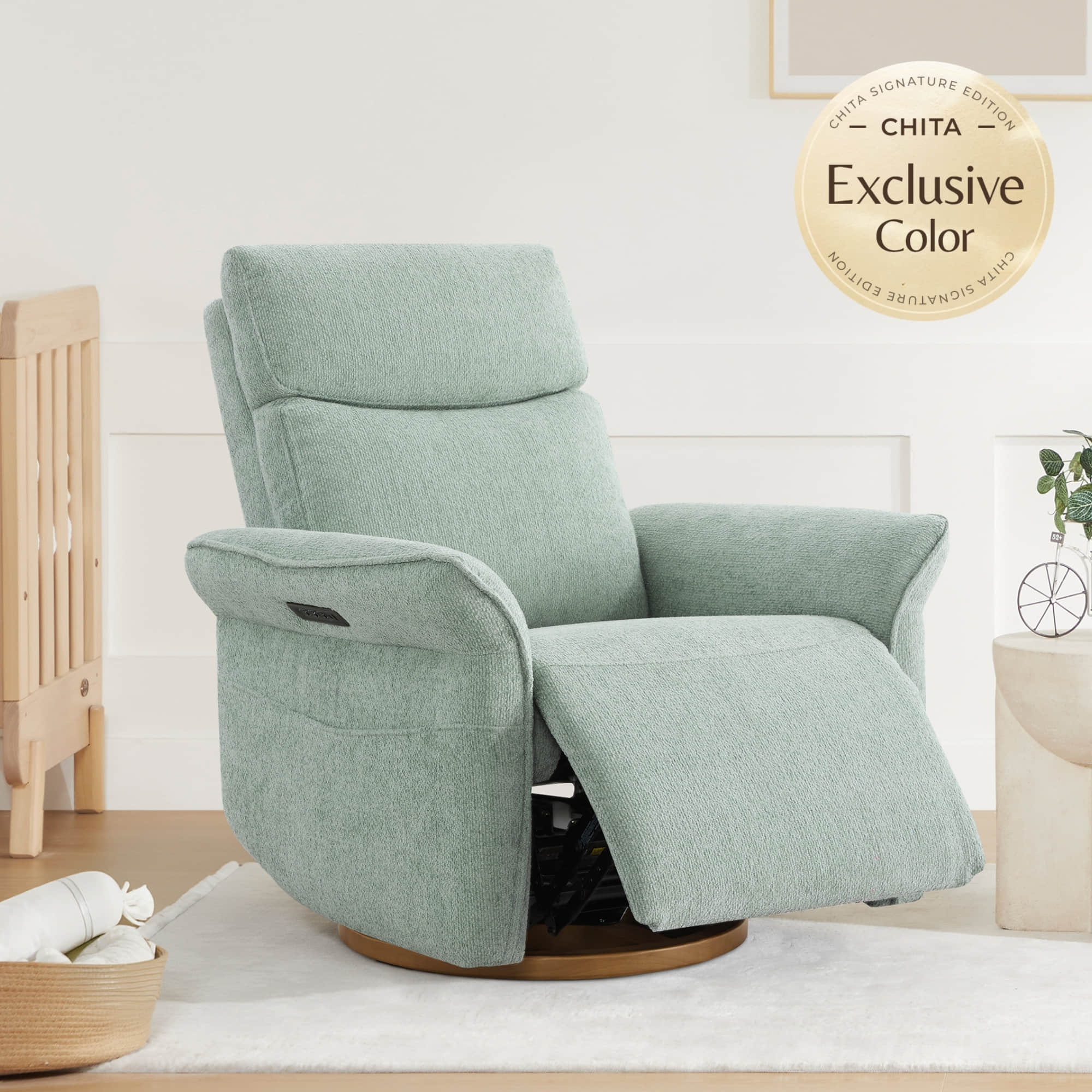 Vinca Modern Power Swivel Glider Recliner with Power Lumbar & Headrest - Image 113