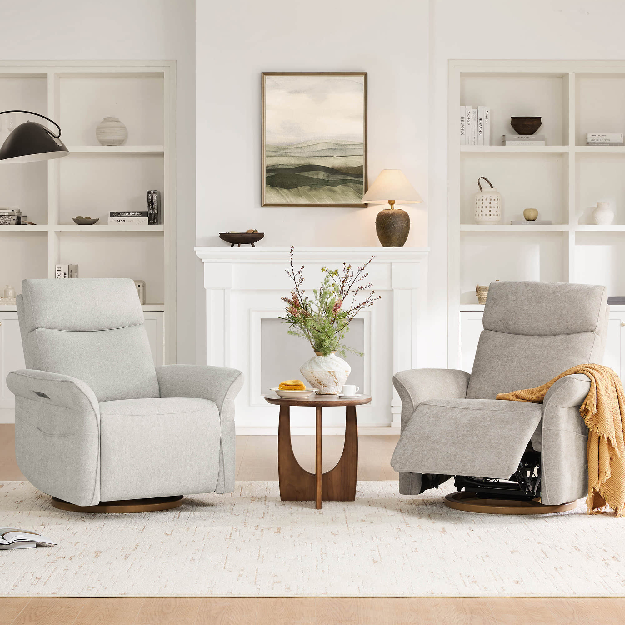 Vinca Modern Power Swivel Glider Recliner with Power Lumbar & Headrest - Image 4
