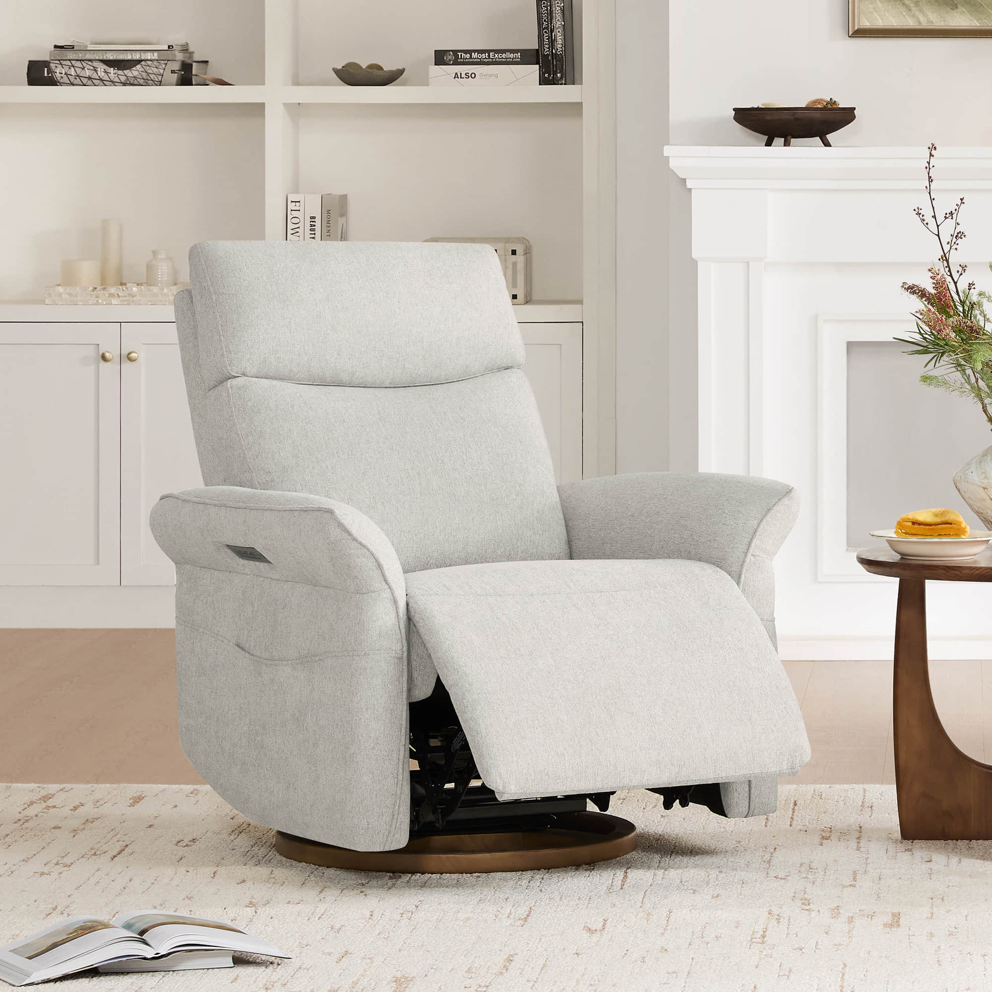 Vinca Modern Power Swivel Glider Recliner with Power Lumbar & Headrest - Image 5