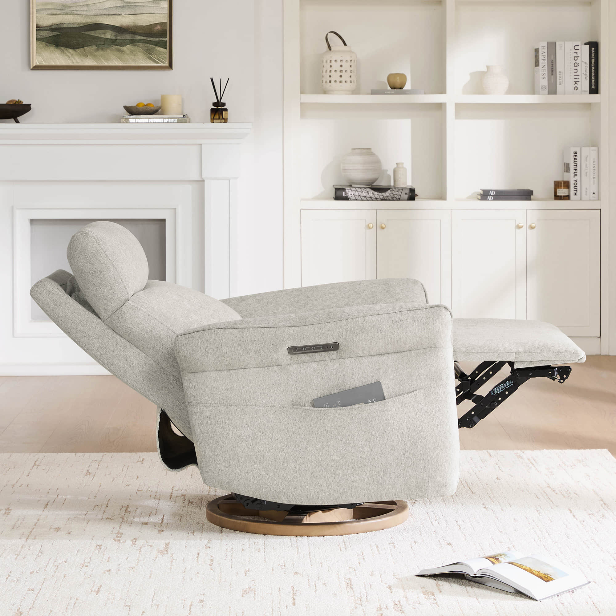 Vinca Modern Power Swivel Glider Recliner with Power Lumbar & Headrest - Image 67