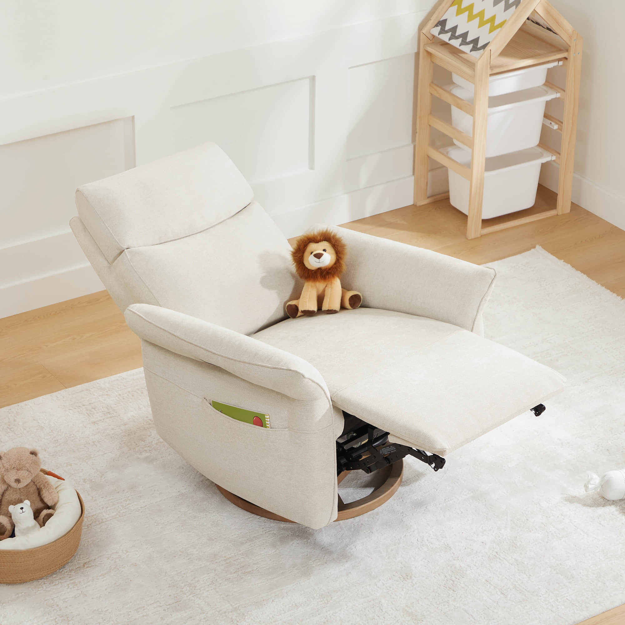 Vinca Modern Power Swivel Glider Recliner with Power Lumbar & Headrest - Image 7