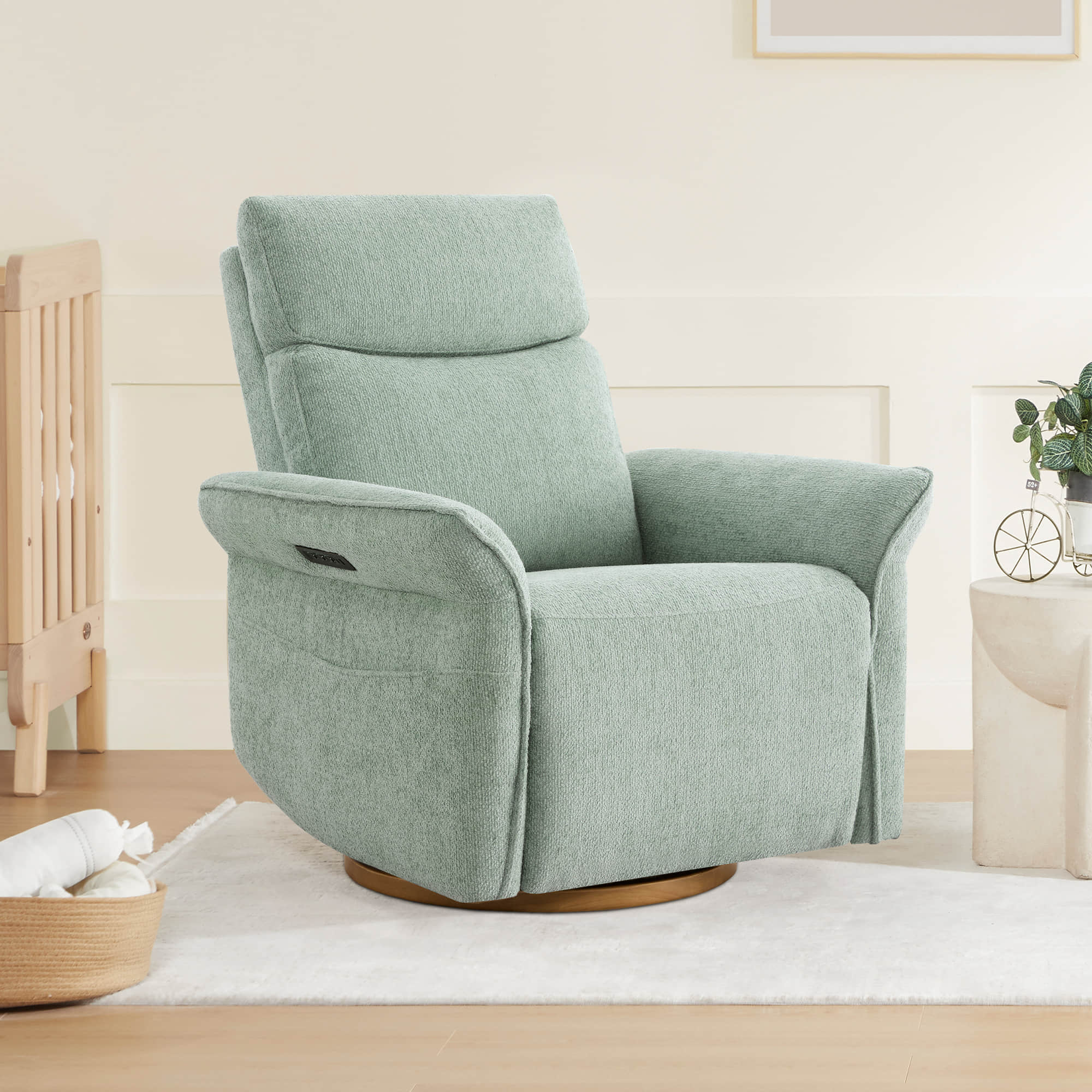 Vinca Modern Power Swivel Glider Recliner with Power Lumbar & Headrest - Image 99