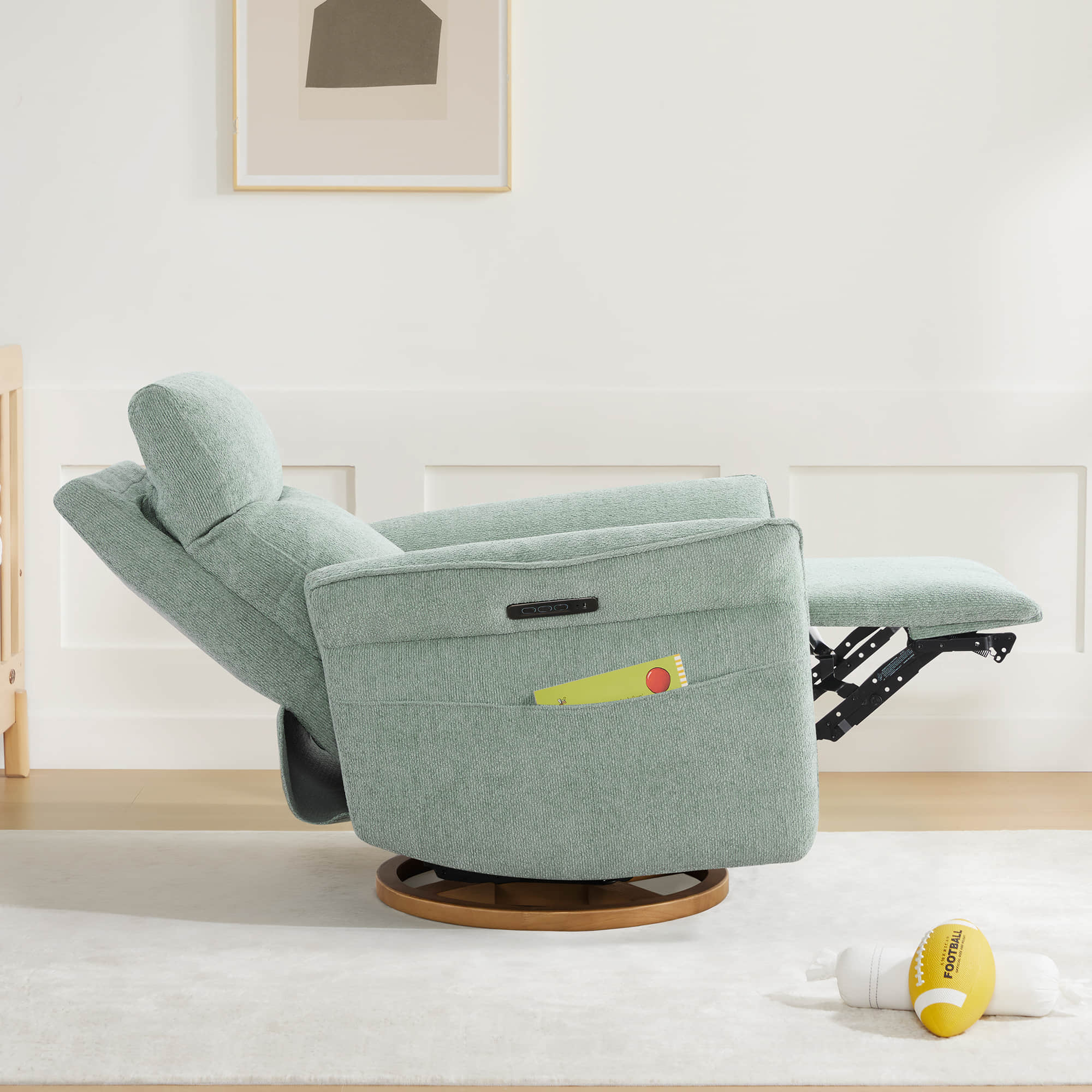 Vinca Power Swivel Nursery Glider Recliner with Power Lumbar & Headrest - Image 100
