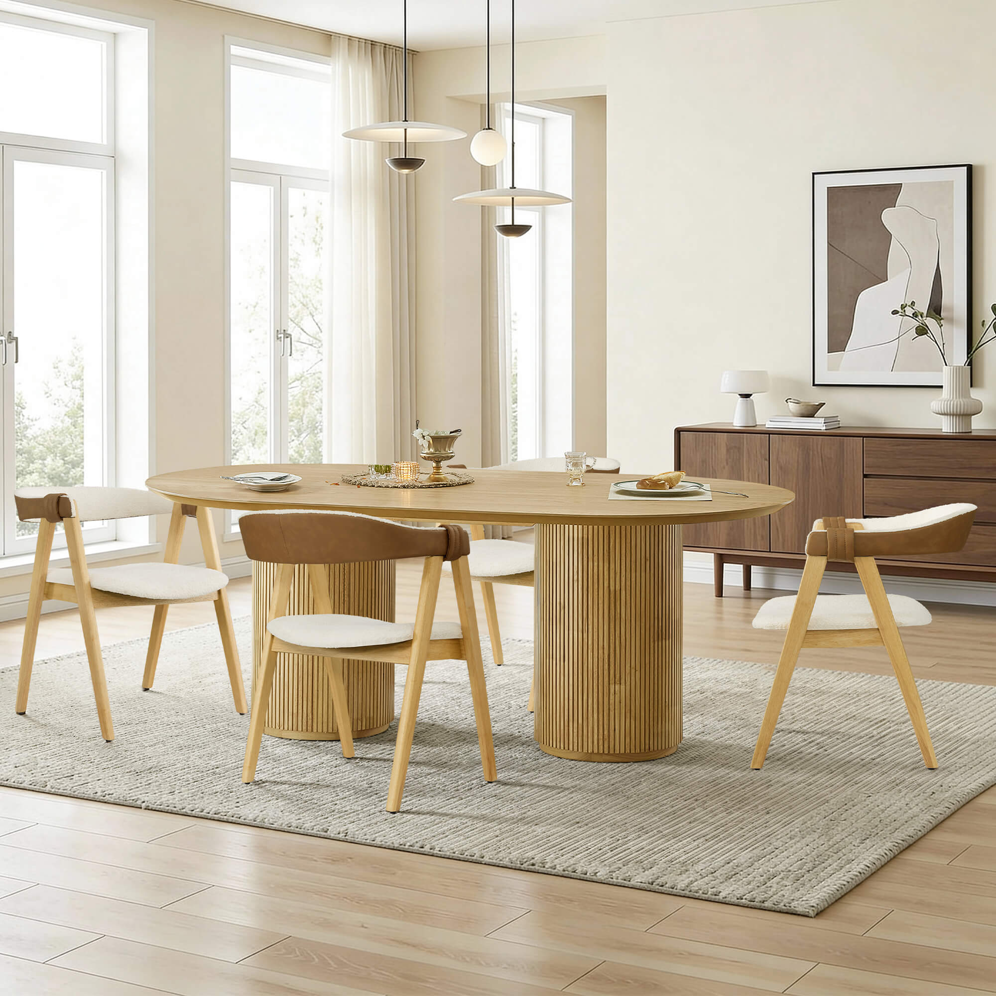Winfred Mid-century Modern Chenille Dining Chair(Set of 2) - Image 2