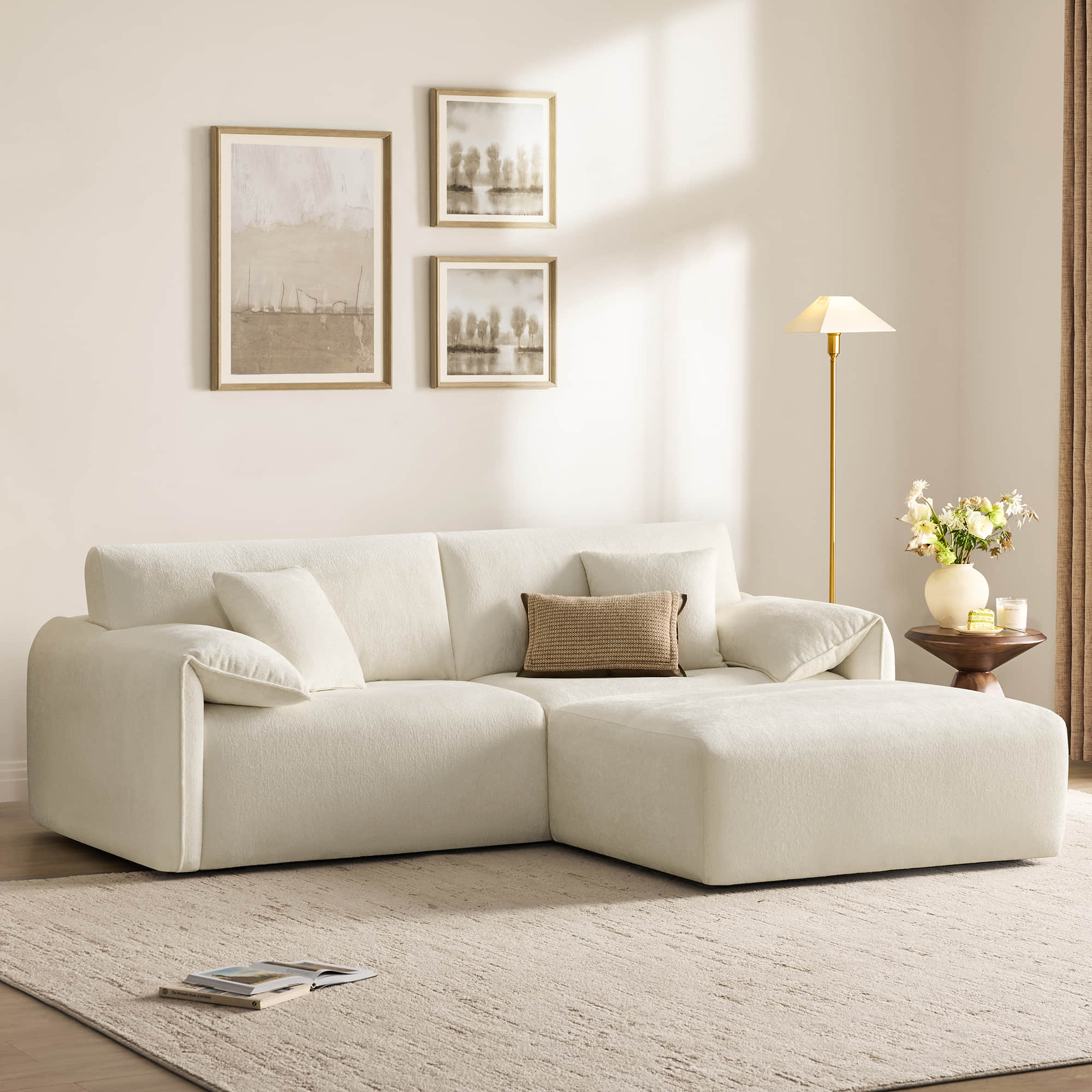 Winsley Feather Filled 3-Seat Sofa with Ottoman, Configurable Pit Sectional