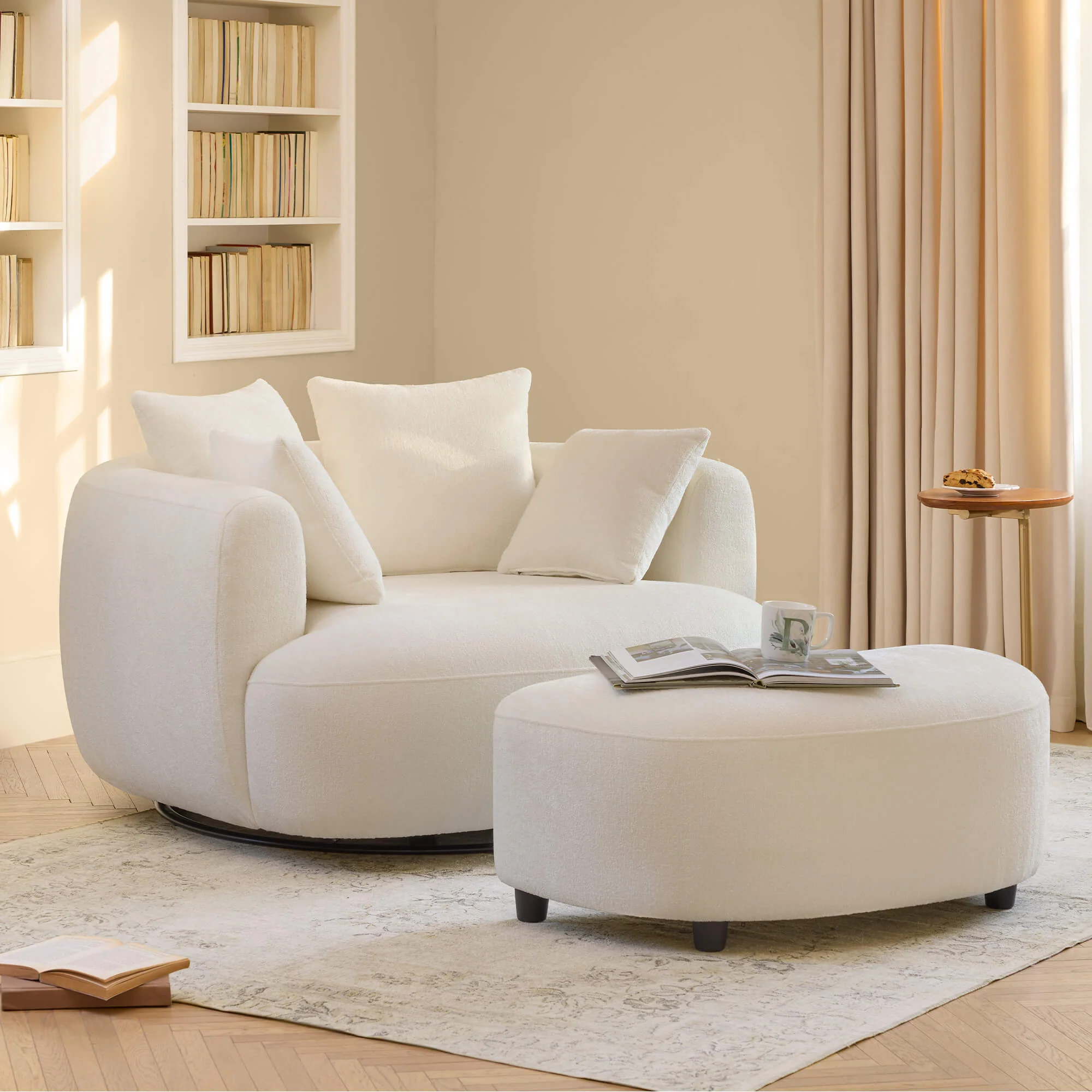 Zenith Round Soft-Touch Swivel 1.5 Seater Armchair - Image 4